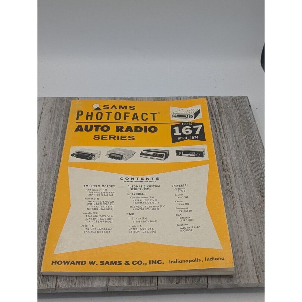 Original Sams PhotoFact Auto Radio Series Book AR-167 April 1974